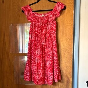 Bebop Red Paisley Off the Shoulder Dress